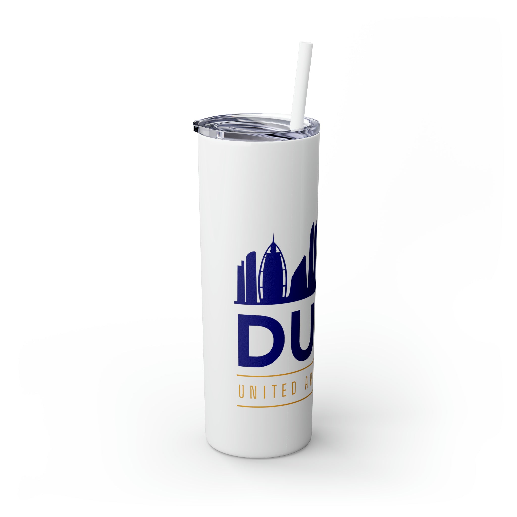 Dubai City Skinny Tumbler with Straw