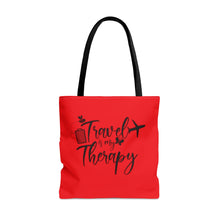 Load image into Gallery viewer, Travel is My Therapy Tote Bag - Red
