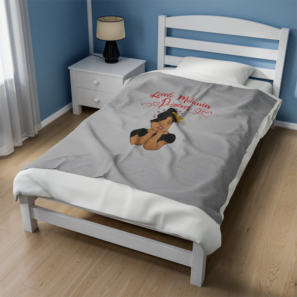 Little Melanin Queen Velveteen Plush Blanket