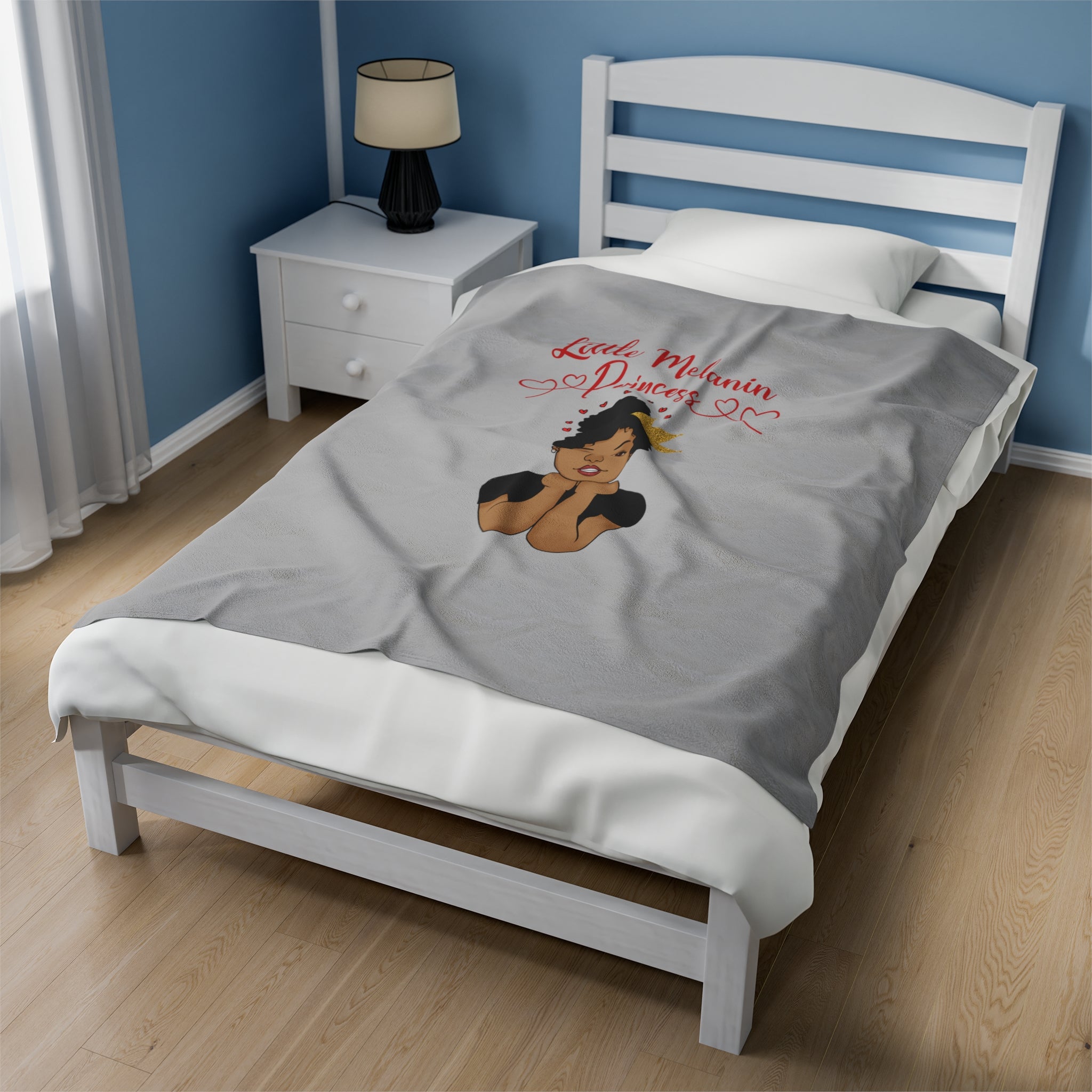 Little Melanin Queen Velveteen Plush Blanket