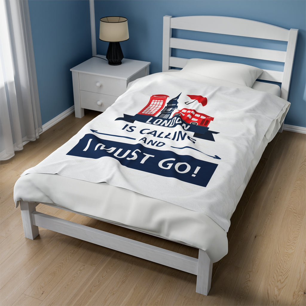 London is Calling Velveteen Plush Blanket
