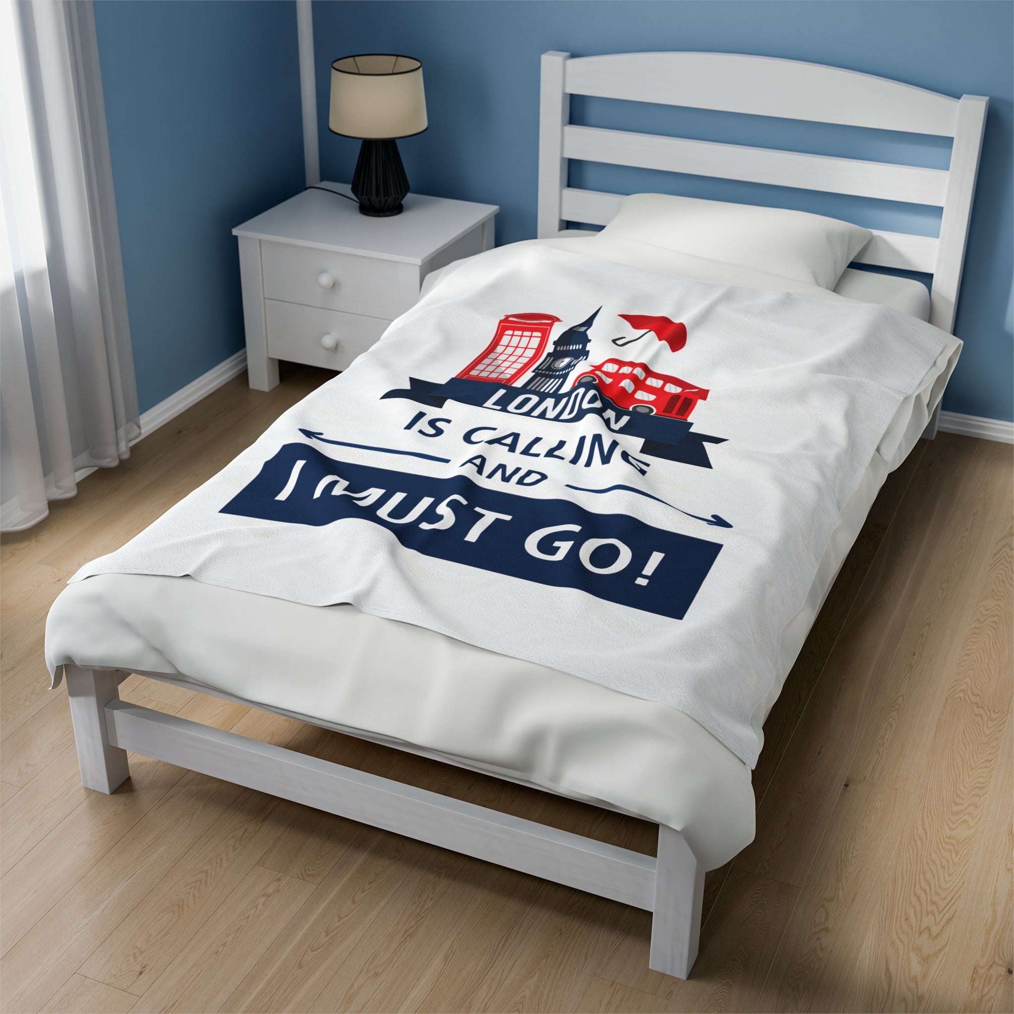London is Calling Velveteen Plush Blanket