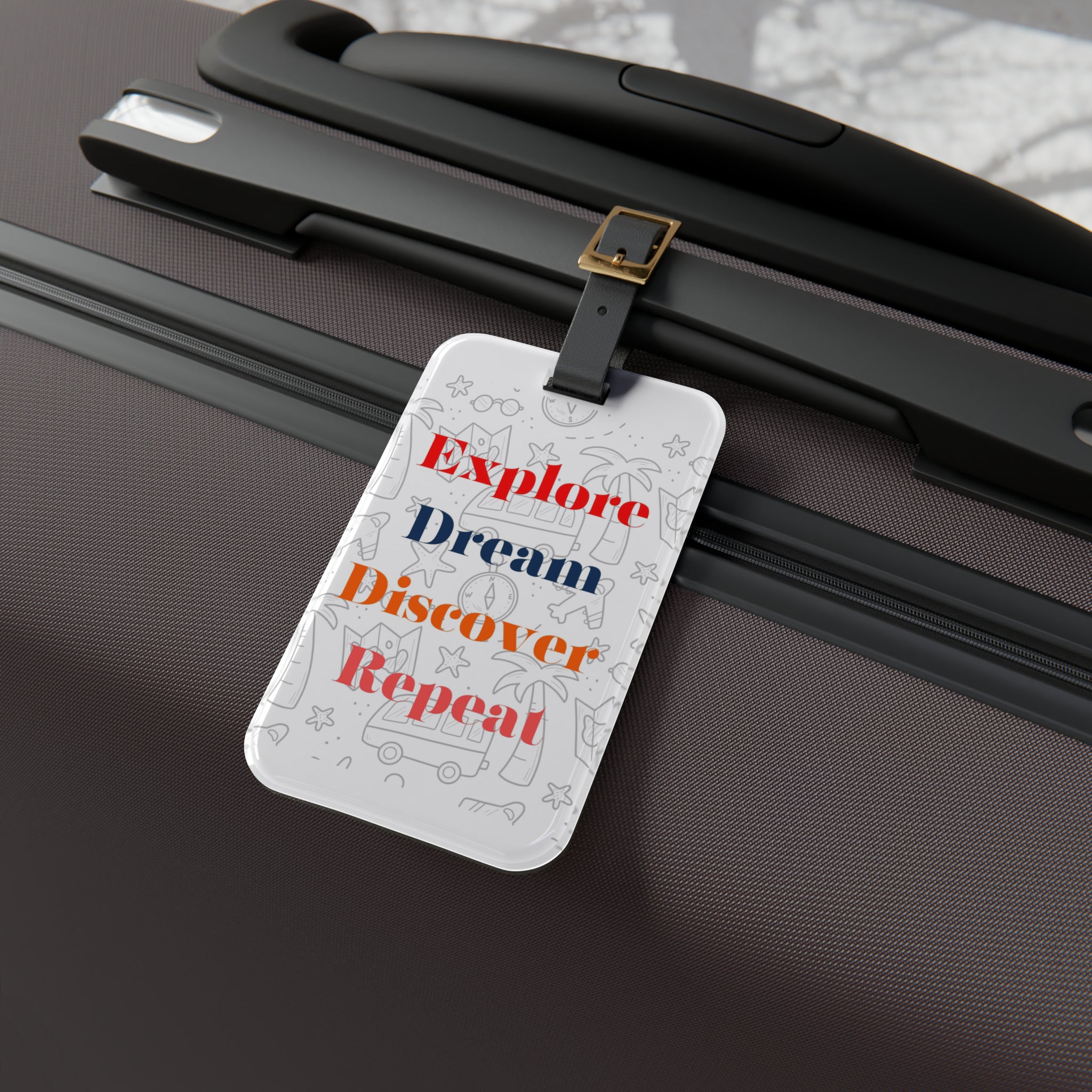 Explore Dream Discover Repeat Luggage Tag