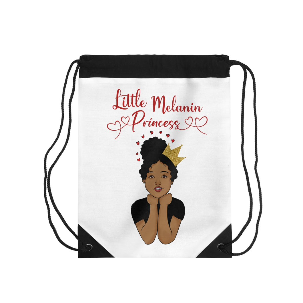 Little Melanin Princess Drawstring Bag - White