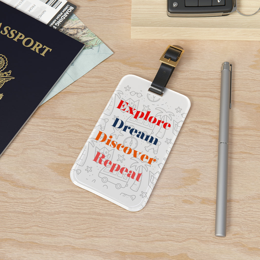 Explore Dream Discover Repeat Luggage Tag