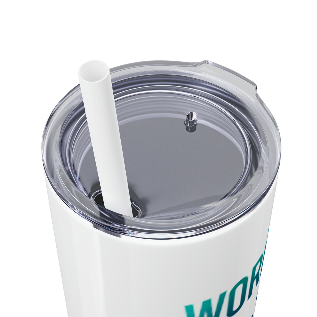 Work Travel Save Repeat Skinny Tumbler with Straw
