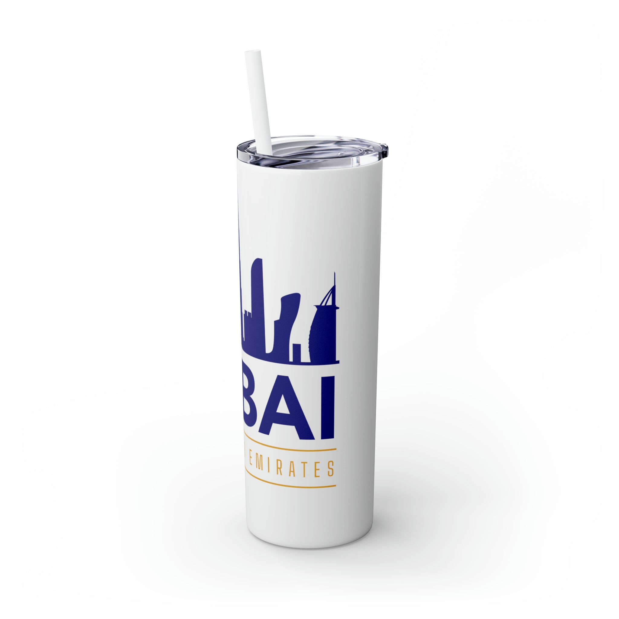 Dubai City Skinny Tumbler with Straw