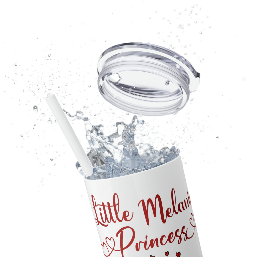 Little Melanin Princess Skinny Tumbler with Straw