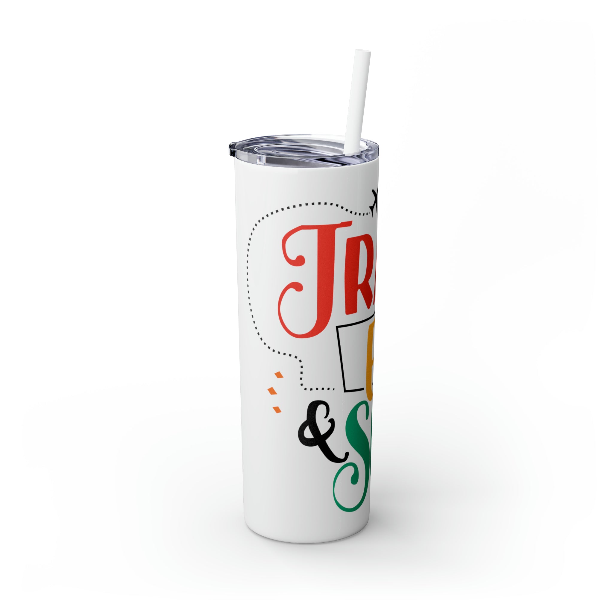 Travel Eat Slay Skinny Tumbler with Straw