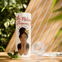 Load image into Gallery viewer, Little Melanin Princess Skinny Tumbler with Straw
