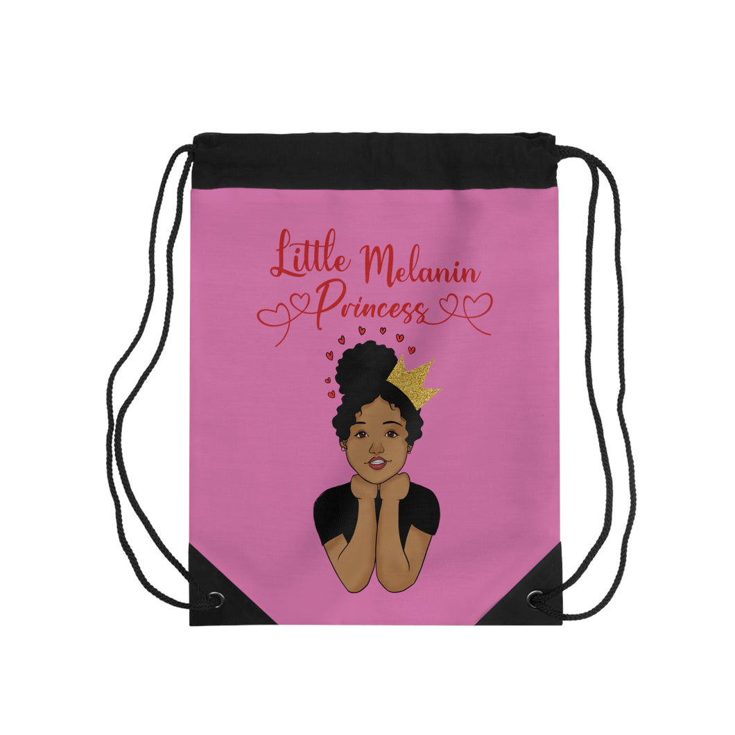 Little Melanin Princess Drawstring Bag - Pink