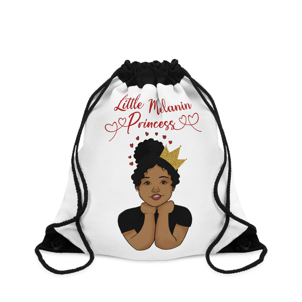 Little Melanin Princess Drawstring Bag - White