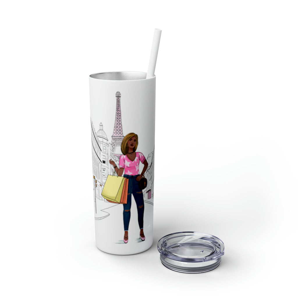 Shopping in Paris Skinny Tumbler with Straw