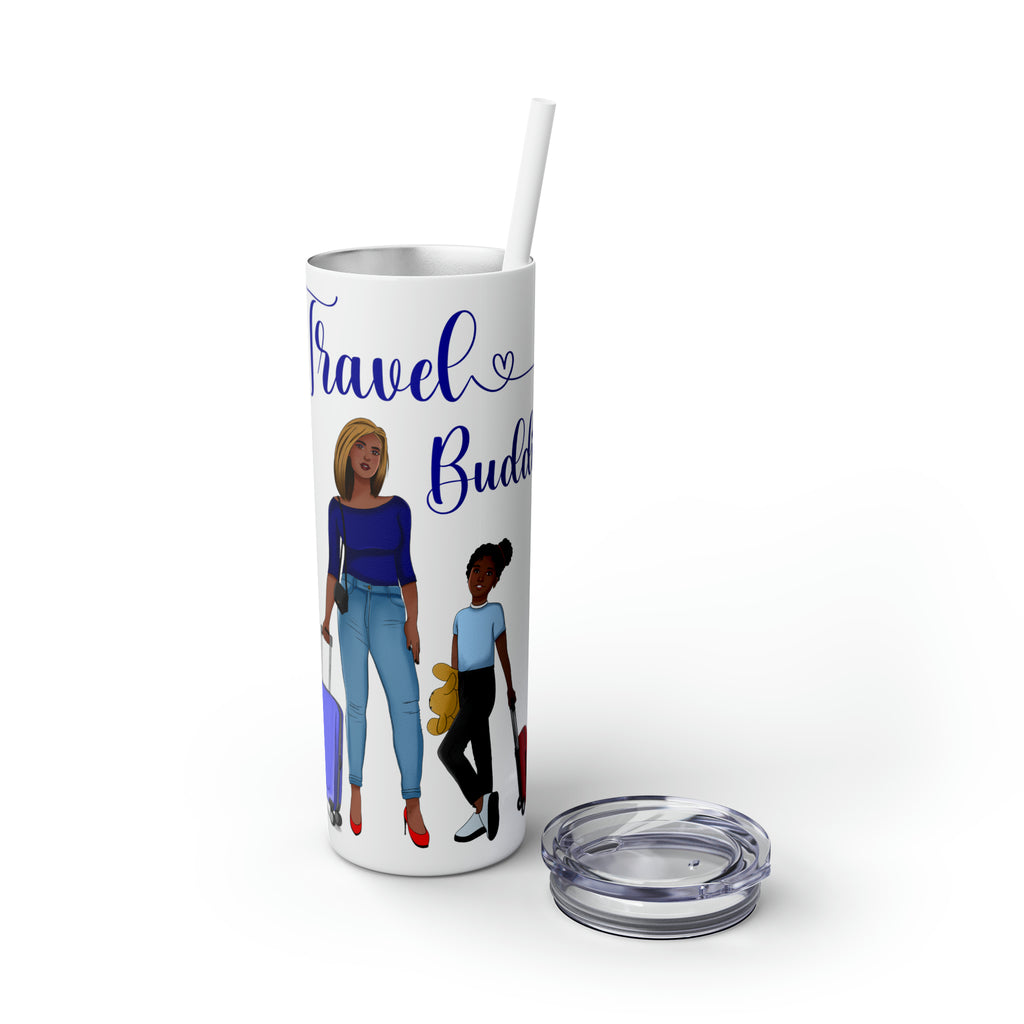 Travel Buddies Skinny Tumbler with Straw