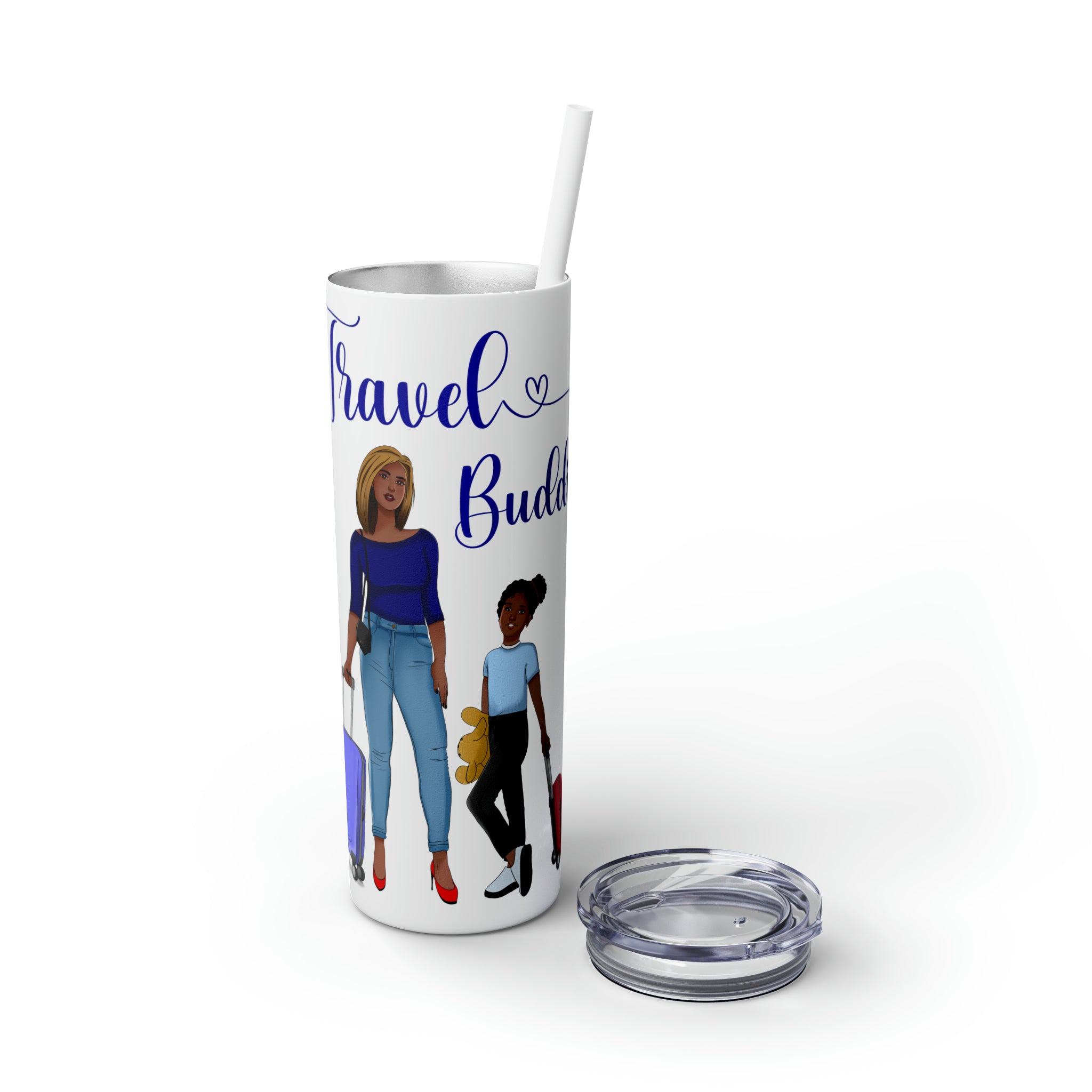 Travel Buddies Skinny Tumbler with Straw