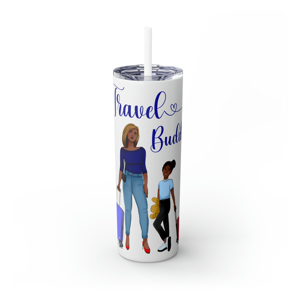 Travel Buddies Skinny Tumbler with Straw