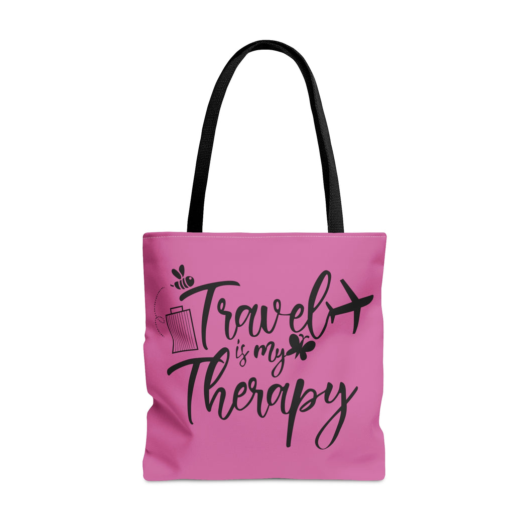 Travel is My Therapy Tote Bag - Pink