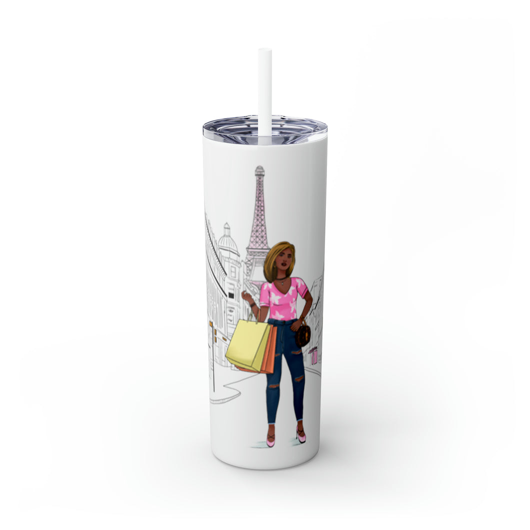 Shopping in Paris Skinny Tumbler with Straw