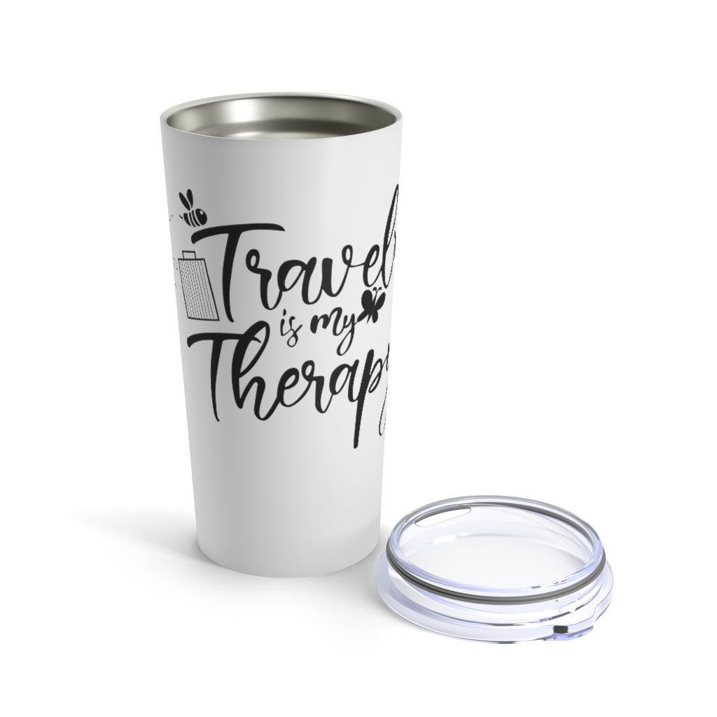 Travel is my Therapy Tumbler - White/Black
