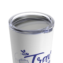 Load image into Gallery viewer, Travel is my Therapy Tumbler - White/Blue
