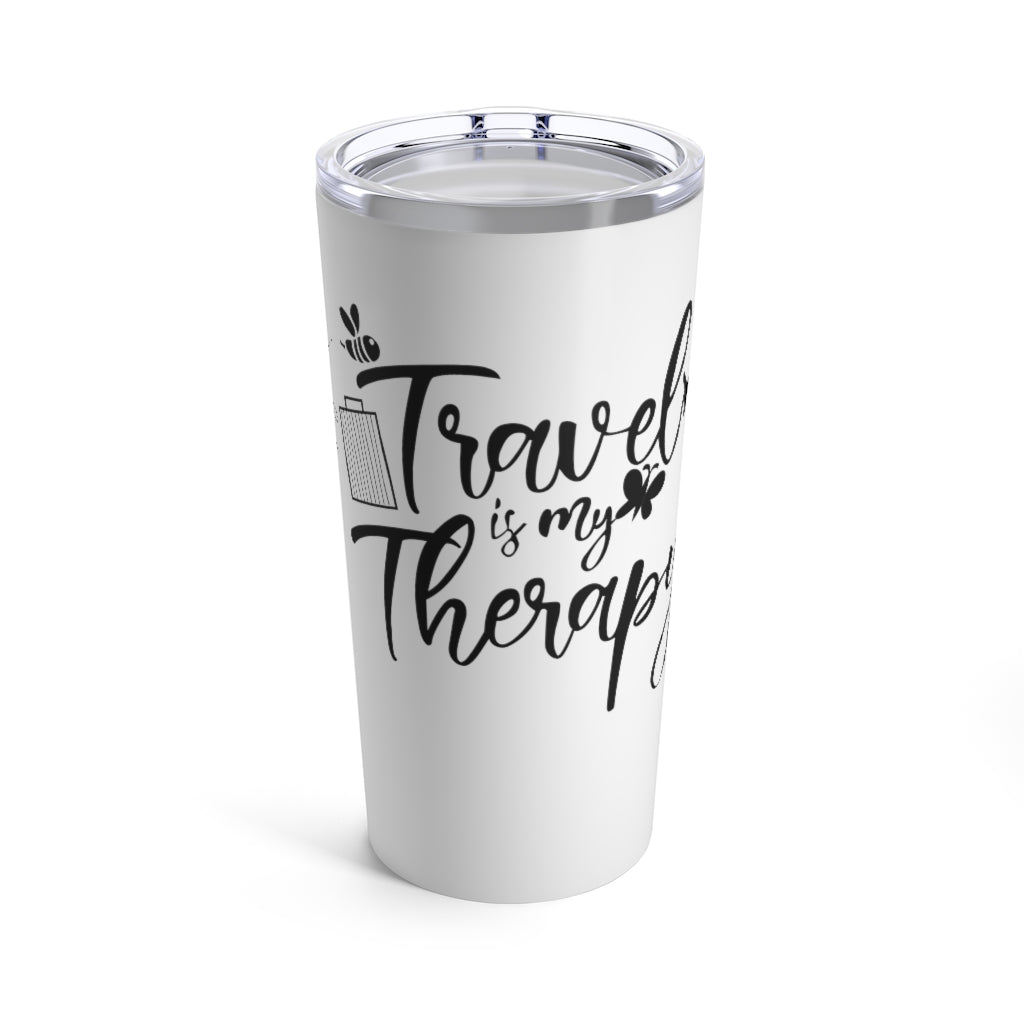 Travel is my Therapy Tumbler - White/Black